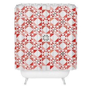 Showmemars Christmas Quilt Pattern Shower Curtain White - Deny Designs - 1 of 3