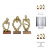 Metal and Wood Boho Abstract Design Figurines - Home Office Living Room Decor - Set of 3 - 4 of 4