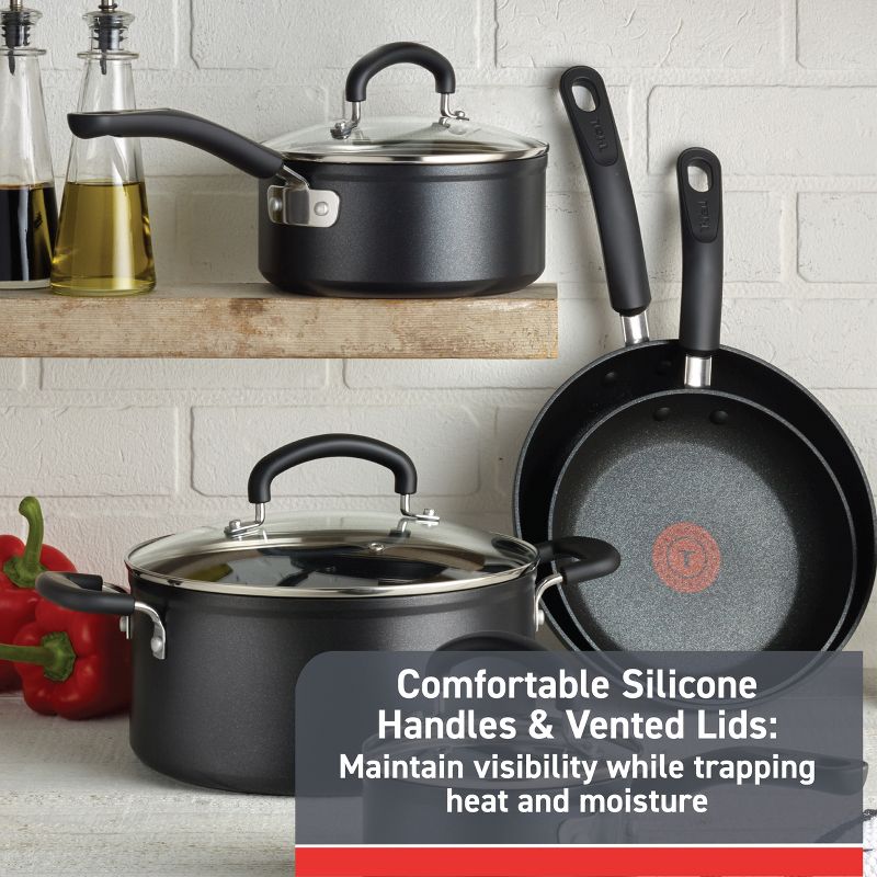 T-fal 12pc Expert Forged Nonstick Cookware Set Black, 5 of 8