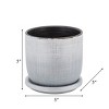 Sagebrook Home Textured Ceramic Indoor Outdoor Planter Pot with Saucer Silver 5"x5"x5": Rust-Resistant, Hand-Painted, No Tools Needed - 3 of 4