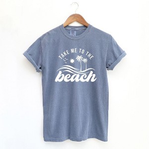 Simply Sage Market Women's Take Me To The Beach Wave Short Sleeve Garment Dyed Tee - 1 of 3