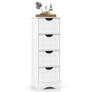 Tangkula 4-Drawer Bathroom Cabinet w/Cut-out Handles Anti-toppling Device Narrow Entryway - 1 of 4