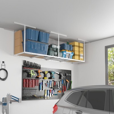 FLEXIMOUNTS 2x8 Overhead Garage Ceiling Storage Rack,White, Classic Series