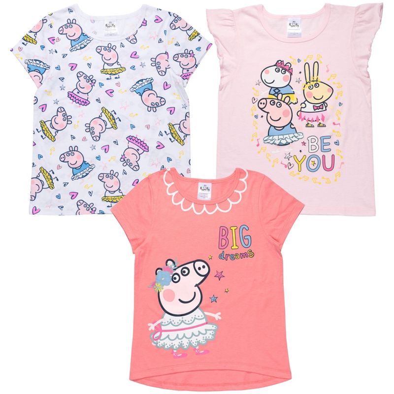 Peppa Pig Girls 3 Pack T-Shirts Toddler , 1 of 8