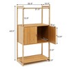 Costway Bamboo Bathroom Cabinet Freestanding Tall Storage Shelf Unit w/2 Doors & Shelves - 4 of 4