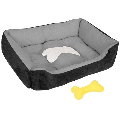 Munora XXL Pet Dog Bed - Soft Warm Fleece Cushion with Non-Slip Bottom, Bonus Plush Bone Toy - 35.43" x 27.56" for Dogs Up to 66 lbs
