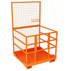 Forklift Safety Cage Heavy Duty - 45x43 Inch 1800 LBS Capacity Steel Man Basket with Safety Harness & Wheels for Aerial Work - 1 of 4