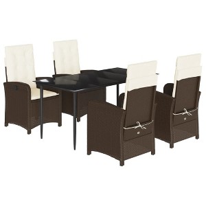 vidaXL Garden Dining Set Brown, Black, Cream white - 1 of 4