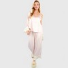 Anna-Kaci Lounge Women's Satin Pajama Set with Ruffled Cuffs and Button-Up Top - 2 of 4