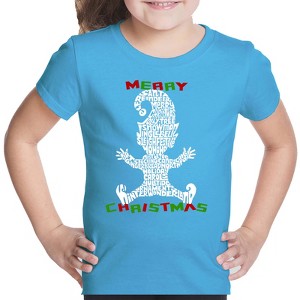 LA Pop Art Christmas Elf - Girl's Word Art T-Shirt - 1 of 4