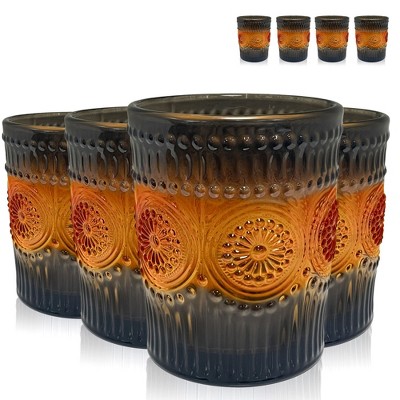 Artland Orange & Black DOF Glass - Set of 8