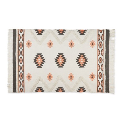 Design Imports Southwestern Textured Fringe - Gray & Blush - 4 X 6 Ft