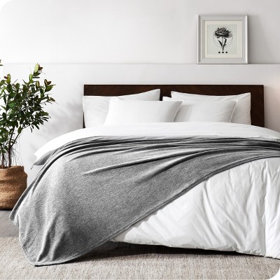 Heather Light Grey Twin Reversible Fleece Blanket