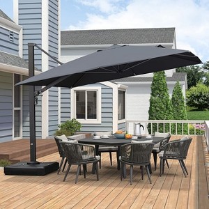 PURPLE LEAF 11ft Square Patio Umbrella with Base Large Outdoor Offset Umbrella 360-degree Rotation Cantilever Umbrella for Garden Deck Backyard Pool - 1 of 4
