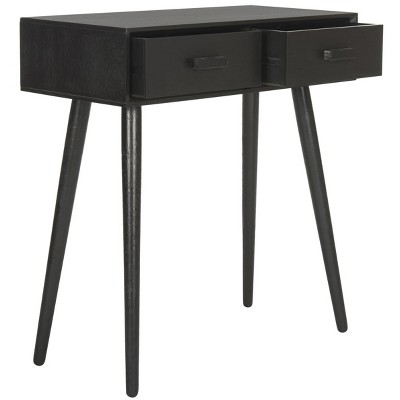 Retro Black Pine Wood Hallway Table with Storage