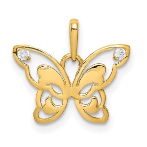 Black Bow Jewelry 14k Yellow Gold & CZ Polished Butterfly Pendant, 16mm (5/8 inch) - 1 of 4