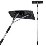 Gardenised  Aluminum Snow & Leaf Removal Tool & Pusher Scraper with 24” Oversized Rolling Blade, Lightweight 5-21’ Telescoping Extendable TPE Handle