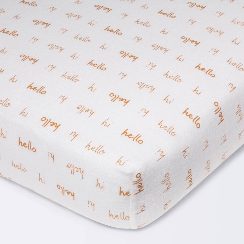 Flannel Fitted Crib Sheet Hello Script - Cloud Island&#8482;, 1 of 7