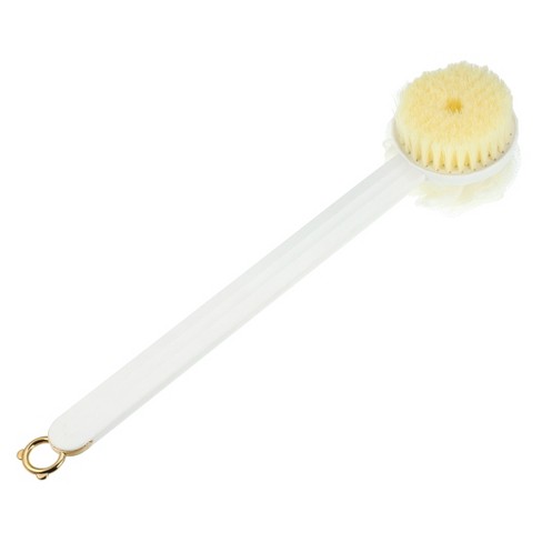 Unique Bargains Back Scrubber for Shower Bath Brush with Bristles and  Loofah Shower with Long Handle for Skin Exfoliating Blue White 2pcs