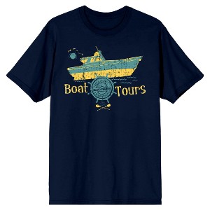 WB 100: Art Of The 100th Boat Tours Crew Neck Short Sleeve Navy Men's T-shirt - 1 of 3