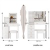 SKRAN 29.2" Left Bedside Cabinet Vanity Table + Cushioned Stool, 2 AC+2 USB Power Station, Hair dryer bracket, Touch Control Sliding LED Mirror - 3 of 4