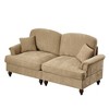 Elegant Mid-Century Chenille 2-Seater Sofa with Flared Arms, Skirt & Spindle Legs - 3 of 4