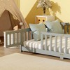 Sapphtopaz Kids Bed Frame, Rubber Wood Floor Bed with Safety Guardrails for Toddlers & Kids' Bedrooms (Twin/Full Size) - 4 of 4