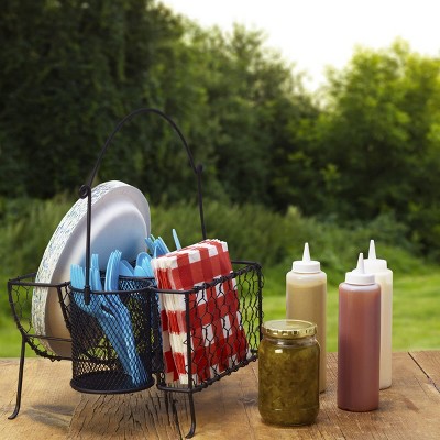 Black Stainless Steel Multi-Compartment Condiment Caddy