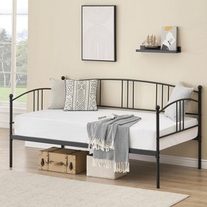 Twin Daybed, Metal Sofa Bed Frame with Steel Slat Support for Living Room, Bedroom and Guest Room - 1 of 4