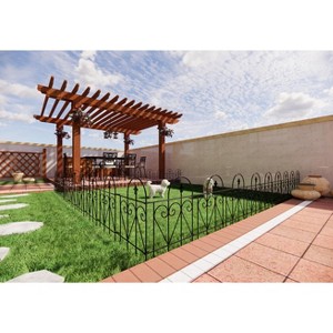 Dolonm 24" Metal Garden Fence - 20.4ft No Dig Dog Barrier, Galvanized Rustproof, Moveable Flower Bed Edging - 1 of 4