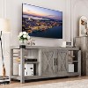 Jojoka 60 Inch TV Stand for TVs up to 65 Inches Eco-Friendly Particle Board with Metal Frame X-Shaped Sides and Adjustable Shelves - 3 of 4