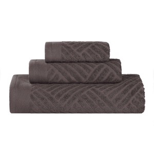 Basketweave Luxury Cotton Jacquard 3 Piece Assorted Towel Set by Blue Nile Mills - 1 of 4
