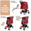 Costway 4 Wheel Pet Stroller w/ Storage Basket & Tray Adjustable Canopy Pets Burgundy - 4 of 4
