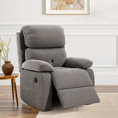 MAYEERTY Gray Small Recliner Sofa for Living Room: Space-Saving Manual Recliner Chair for Adults