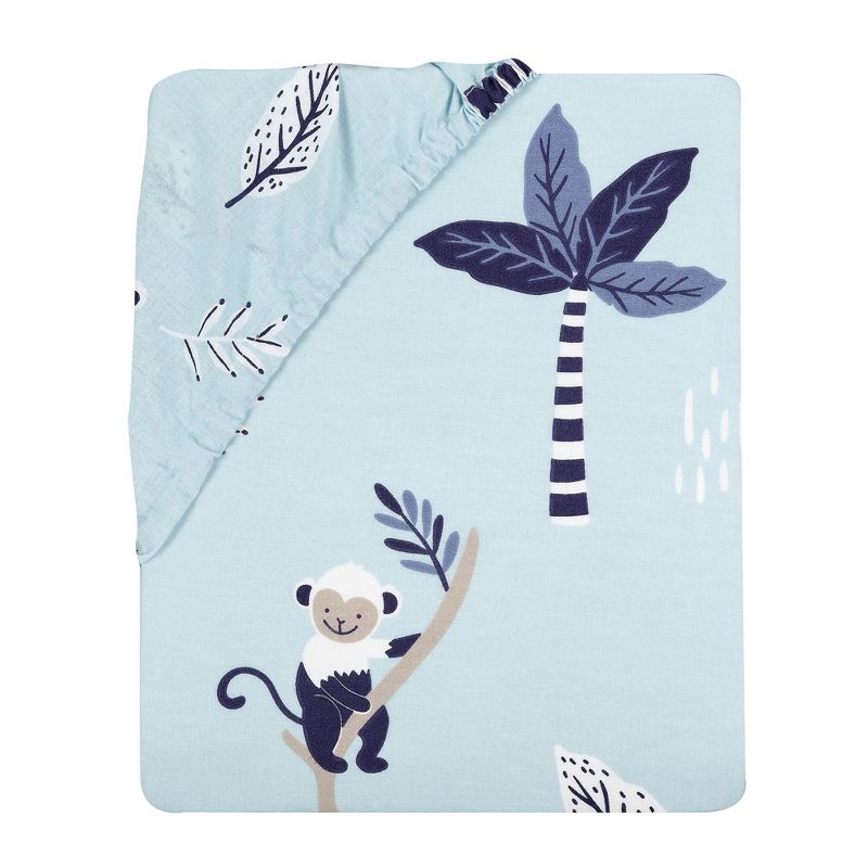 Lambs & Ivy Jungle Party 100% Cotton Monkey/Palm Tree Fitted Crib Sheet, 3 of 6