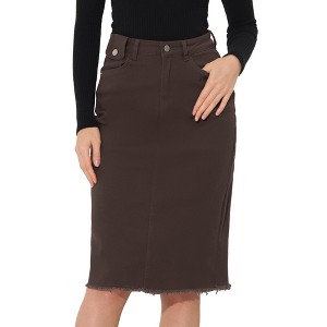 INSPIRE CHIC Women's Casual High Waist Back Slit Short Denim Skirts - 1 of 4