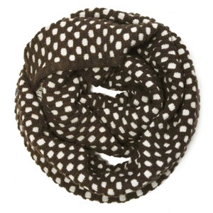 Wrapables Two Tone Warm Winter Knit Infinity Scarf, Dark Brown & White - 1 of 4