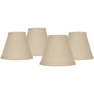 Springcrest Set of 4 Empire Chandelier Lamp Shades Beige Linen Small 3" Top x 6" Bottom x 5" High Candelabra Clip-On Fitting - 1 of 4