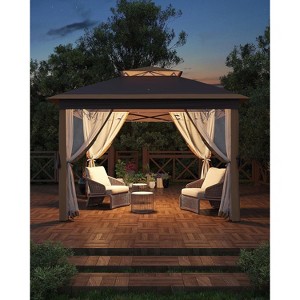 11x11ft Pop Up Gazebo Tent with Mosquito Netting, Outdoor Canopy Shelter Easy Setup, Water & UV Resistant - 1 of 4