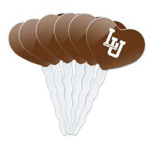 Lehigh University Primary Logo Heart Love Cupcake Picks Toppers Decoration Set of 6 - 1 of 4