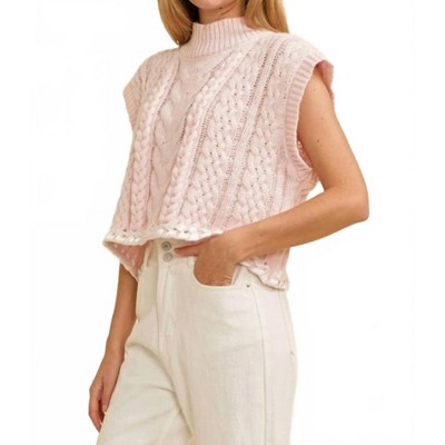 Women's Cable Knit Drop Shoulder Sweater - Cloud Ten