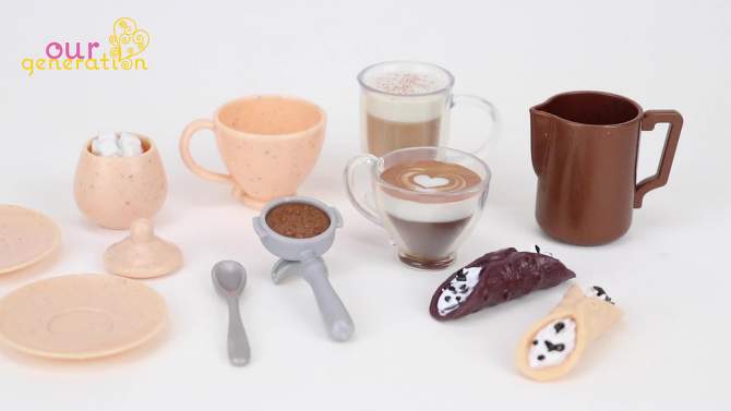Our Generation Brewed for You Coffee Maker Accessory Set for 18&#34; Dolls, 2 of 9, play video
