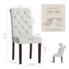 Set of 2 Tufted Upholstered Dining Chairs with High Back and Wood Legs, Fabric Parsons Side Chairs for Kitchen or Dining Room - 3 of 4