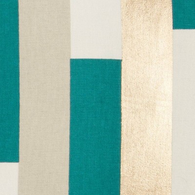 20" Teal and Gold Striped Cotton Canvas Throw Pillow Cover