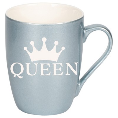 100 North Crown Royalty 10 Ounce Frosted Blue Metallic Finish, Comfortably Fits Your Hands, New Bone China Coffee Tea Cup Mug, Queen