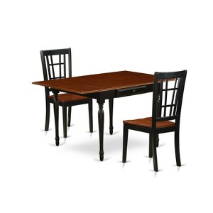 HomeStock 3-Pc Black and Cherry Finish Solid Wood Top with Dropleaf Dining Table Set - 1 of 4