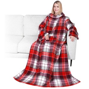 PAVILIA Fleece Wearable Blanket with Sleeves, Warm Cozy Soft Functional Lightweight Sleeved Throw Adults Men Women - 1 of 4