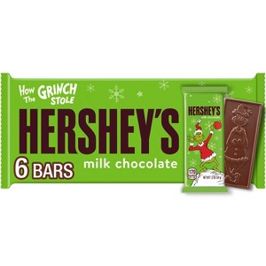 HERSHEY'S KISSES Grinch Embossed Holiday Milk Chocolate Standard Bars - 7.2oz/6pk - 1 of 4