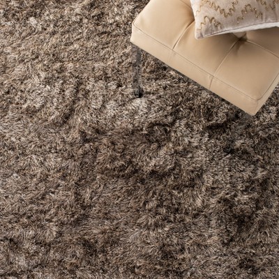 Sable Silken Shag 36" Handmade Wool & Synthetic Rug