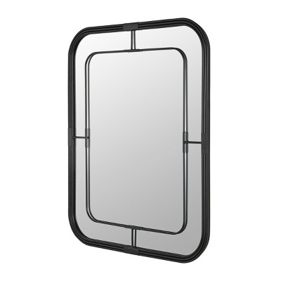 Safavieh 31.69" Black Rectangular Wood Wall Mirror